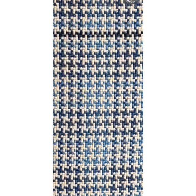 A Pair of Custom Blue Wingback Chairs Blue Herringbone by Mitchell Gold & Bob Williams / Navy Blue Linen by Restoration Hardware For Sale - Image 11 of 18