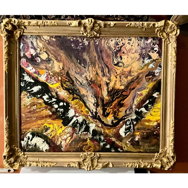 Dick Marconi 2008 Color Fusion Abstract Mixed-Media Painting in Ornate Gilt Frame For Sale In Los Angeles - Image 6 of 6