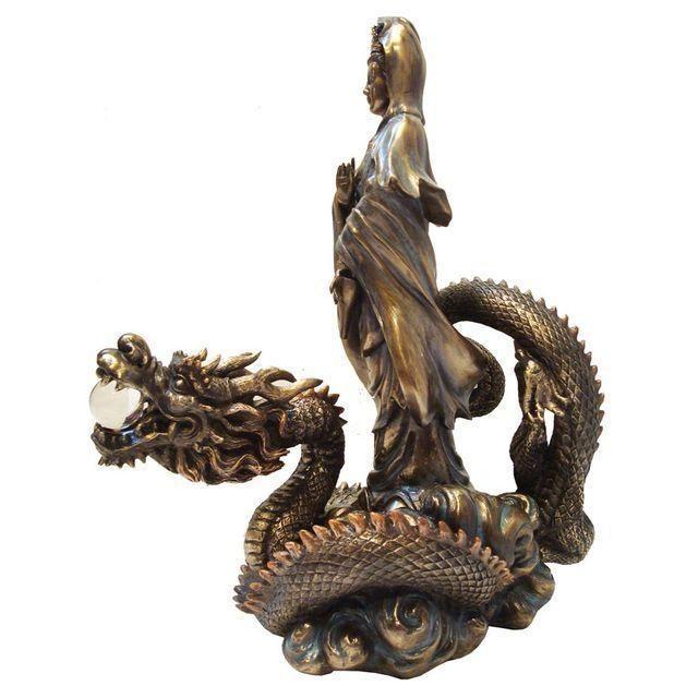Asian Quan Yin & Dragon Large Sculpture Chairish