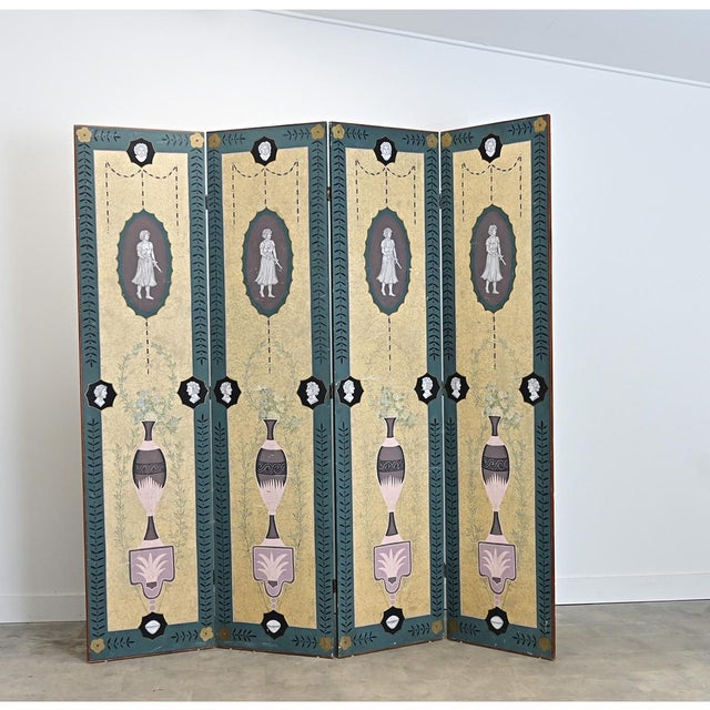English English Early 20th Century Bloomsbury Group Folding Screen For Sale - Image 3 of 15