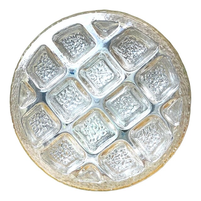 Portuguese Round Frosted Glass Flush Mount, 1990s For Sale