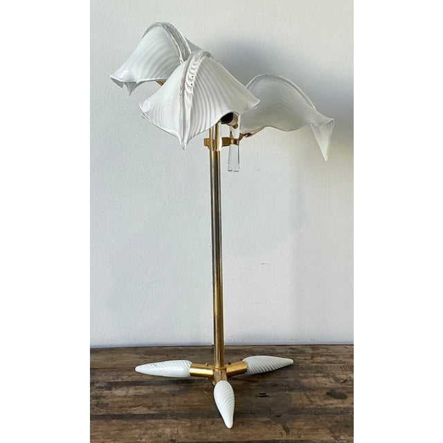 Murano Vintage Italian Murano Calle Lily Table Lamp For Sale - Image 4 of 12