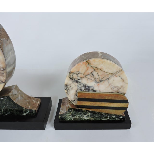 1930s Art Deco Mantel Clock 3 Piece Garniture Set Marble With Bronze Bull For Sale In Philadelphia - Image 6 of 10