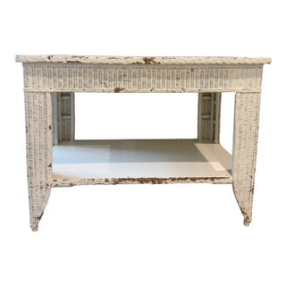 White Wicker Library Table For Sale