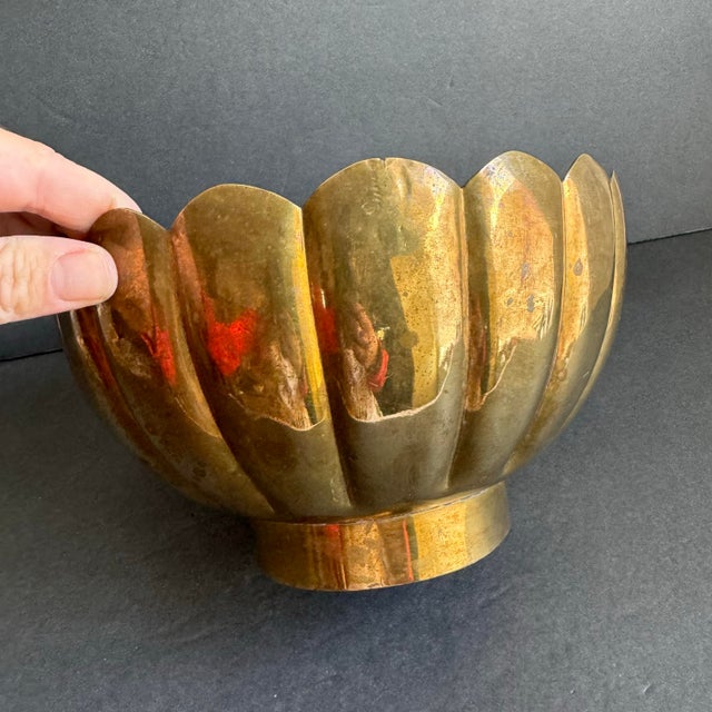 Vintage Brass Lotus Flower Planter Cache Pot A fantastic piece, use it on its own as a bowl, or as a planter.