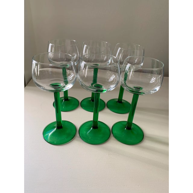 Bright Green 1970s Green French Luminarc Cordial Glassware- Set of 6 For Sale - Image 8 of 8