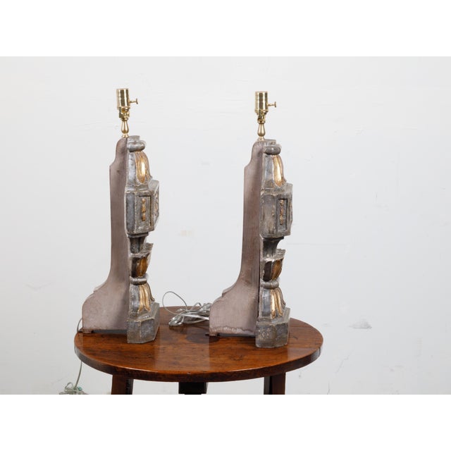 French 18th Century Carved and Gilded Fragments Made into Table Lamps - Pair For Sale - Image 10 of 10
