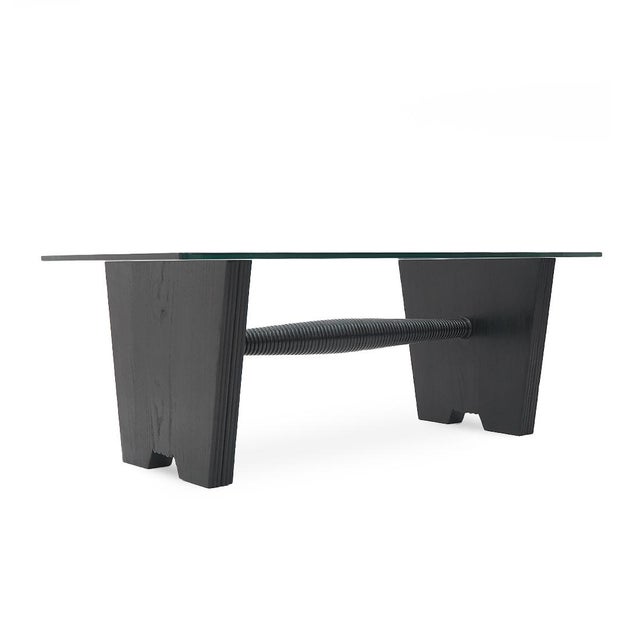 Coffee Table with Glass Top and Black Stained Wood Structure, 1930s For Sale - Image 6 of 15