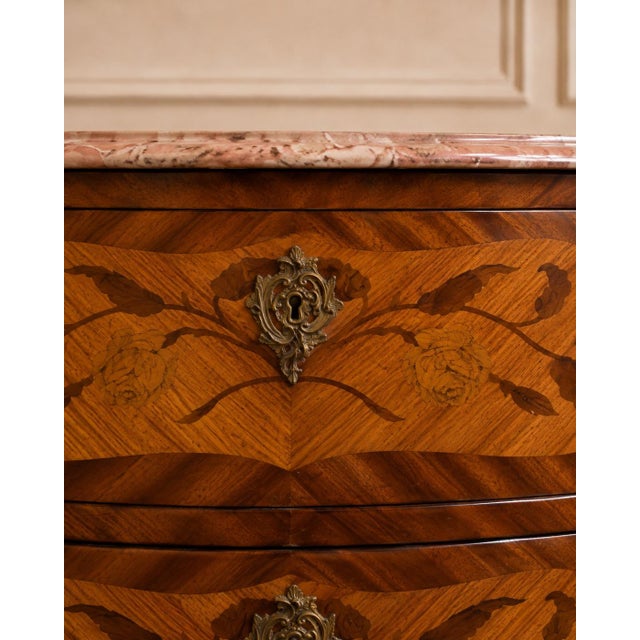 1900s French Louis XVI Fruitwood Marble Commode For Sale - Image 6 of 17