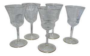 Vintage Saint Louis Crystal Apollo Gold Rim Goblets #3- Set of 5