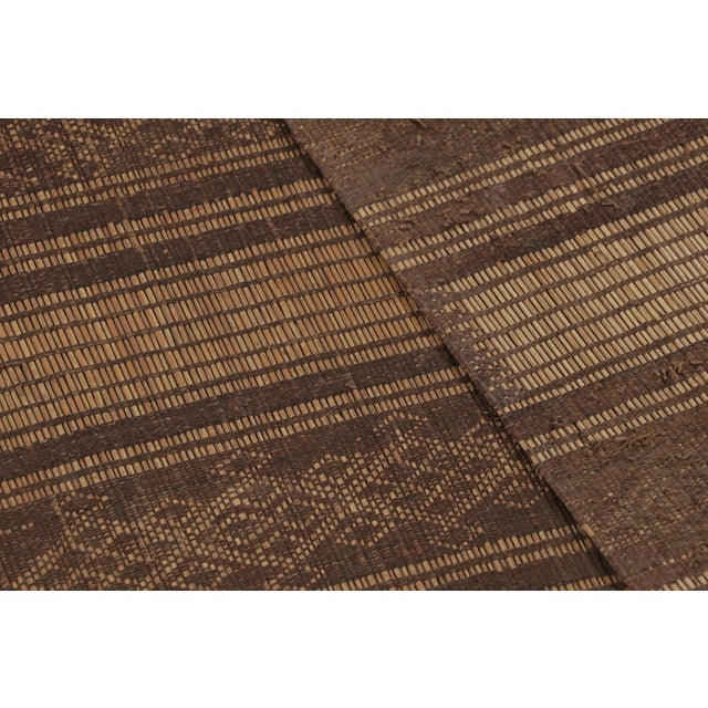 Title: Square Vintage Tuareg Mat, Brown With Tribal Geometric Patterns - Rug & Kilim For Sale - Image 9 of 10