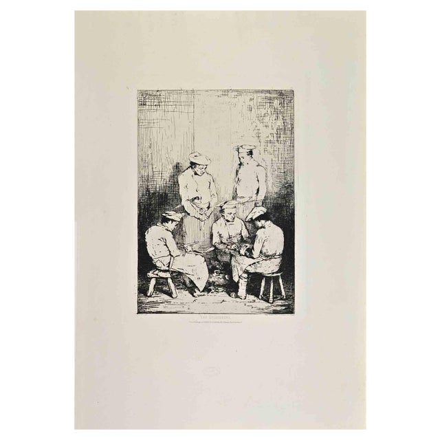 Theodule Ribot, Les Eplucheurs, Etching, Late 19th Century For Sale