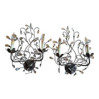 Currey and Company Crystal Bud Sconces - a Pair For Sale