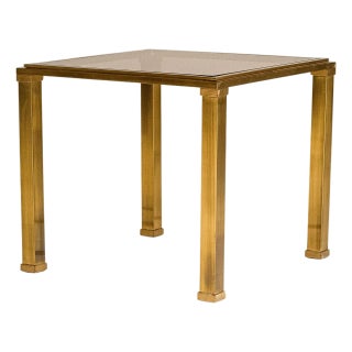 20th Century French Pierre Vandel Style Brass & Glass Coffee Table For Sale