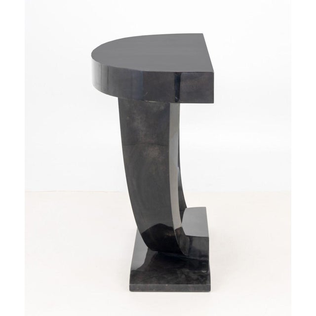 Mid 20th Century Karl Springer Goatskin Lacquered Console Table For Sale - Image 5 of 6