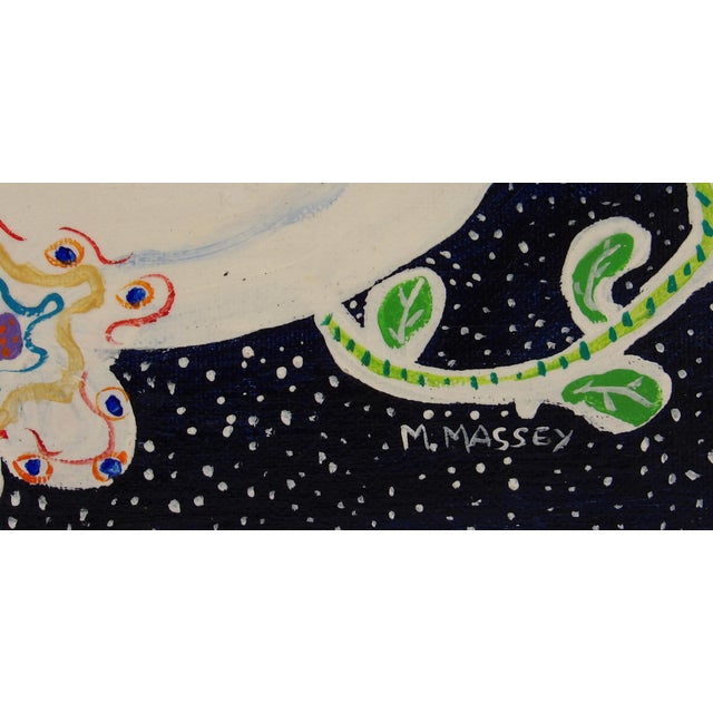 Framed Acrylic Painting Abstract Goose/Swan With Flowers Signed For Sale - Image 6 of 10