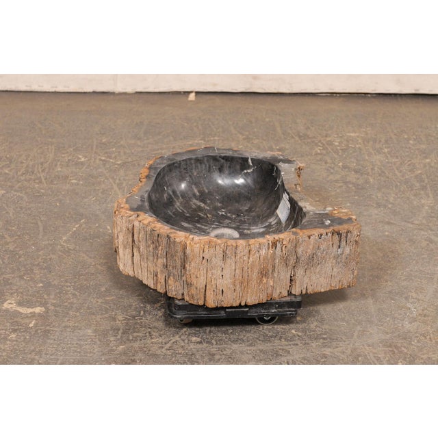Contemporary Live Edge Petrified Wood Sink, Black & Tan For Sale - Image 3 of 10