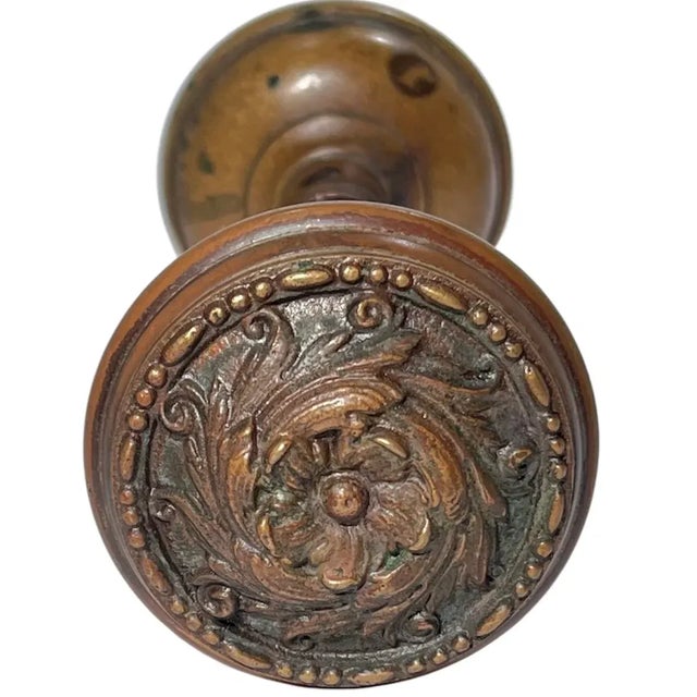 1900s Antique American Romanesque Bronze Door Knobs - A Pair For Sale - Image 4 of 7