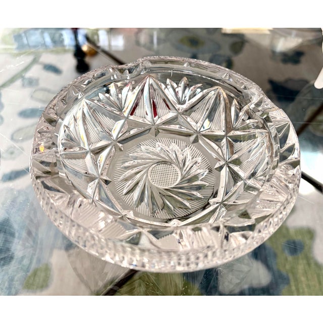Crystal Cut Pinwheel Ash Trays - A Pair For Sale - Image 4 of 10