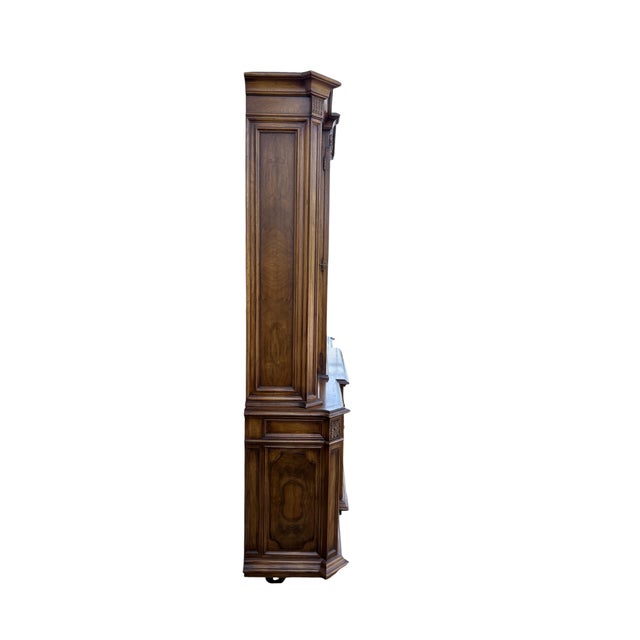 French Provincial 1960s Karges Burled Walnut Louis XVI French Regency Breakfront Bookcase Cabinet For Sale - Image 3 of 18