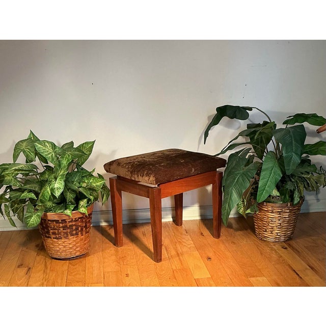 Jens Rison Danish Mid Century Upholstered Walnut Floating Seat Ottoman For Sale - Image 10 of 10