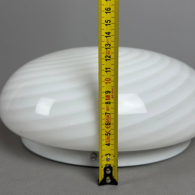 Modernist Milk White Swirl Murano Glass Ceiling Lamp, 1970s For Sale - Image 10 of 11