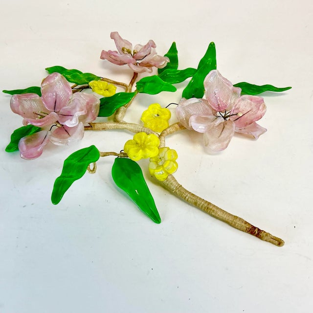 Mid-Century Boho Chic Japanese Acrylic-Lucite Cherry Blossom Wall Sculptural Object For Sale - Image 6 of 11