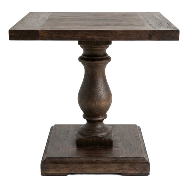 Restoration Hardware (r.h.) English Balustrade Square Side Table - Dark Oak Finish For Sale