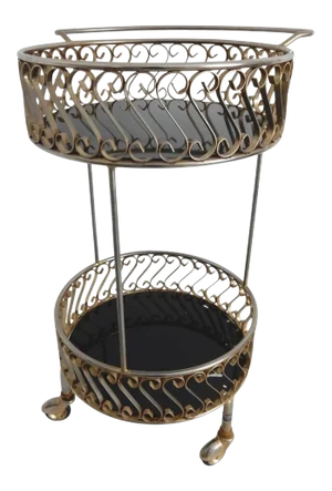 Sculpted French Art Deco Bar Trolley Cart by Ferronnerie D'art, Paris