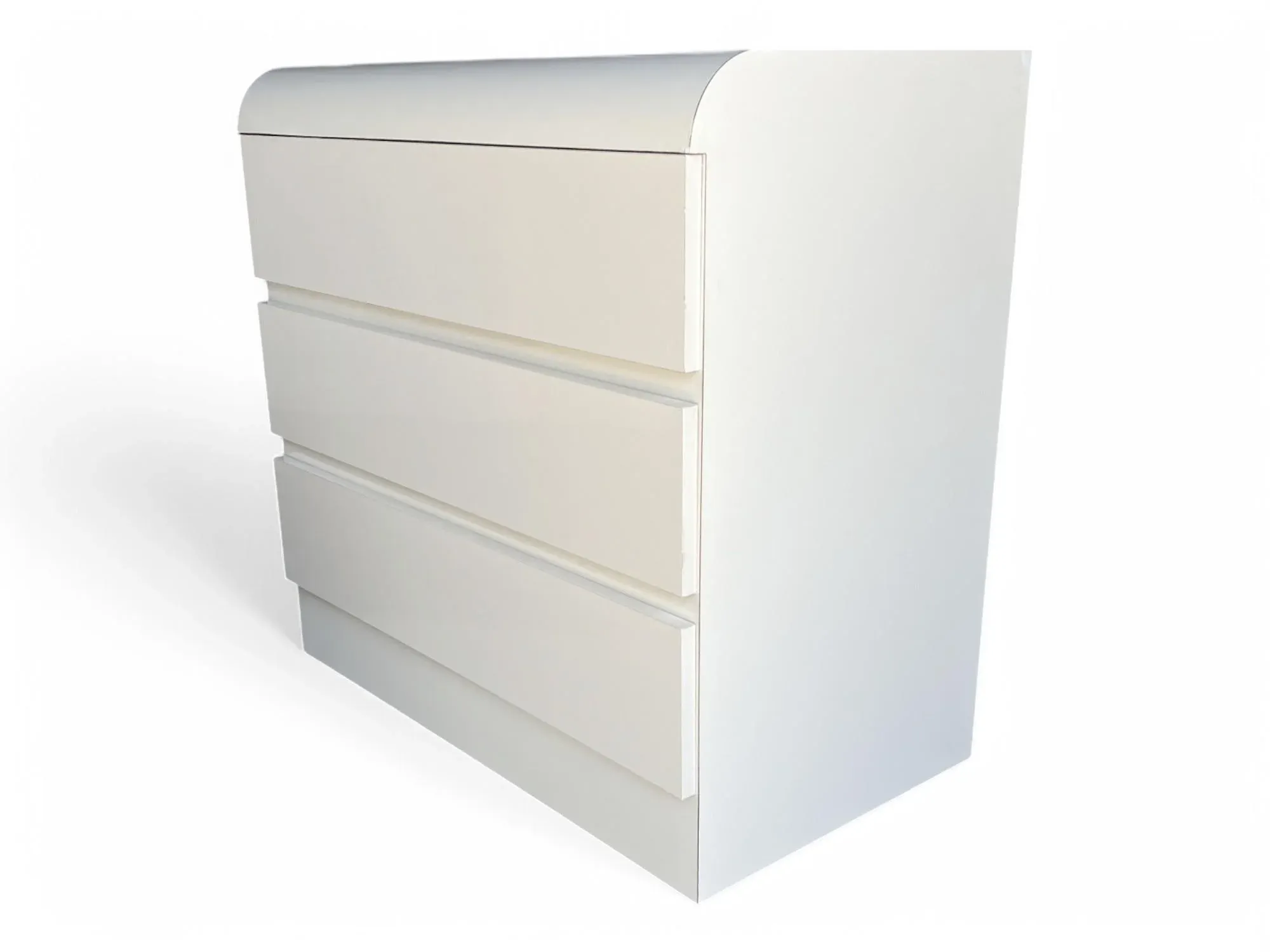Pair of Vintage 1980s Postmodern Waterfall Dressers in Ivory Laminate   Restored 3-Drawer Cabinets | Chairish