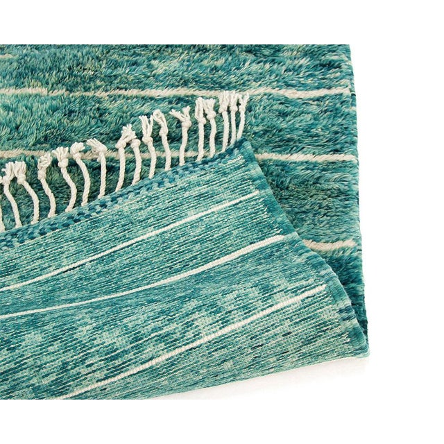 Textile Ombre Striped Hand-Knotted Moroccan Wool Rug | 10'1" X 6'7" | One of a Kind For Sale - Image 7 of 8