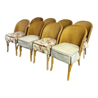 Set of 8Lloyd Loom Wicker Dining Chairs For Sale