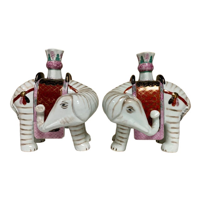 Mottahedeh Elephant Candlesticks - a Pair For Sale