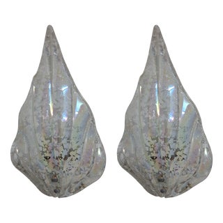 Graniglia Glass Wall Lamps with Iridescent Finish, 1980s, Set of 2 For Sale