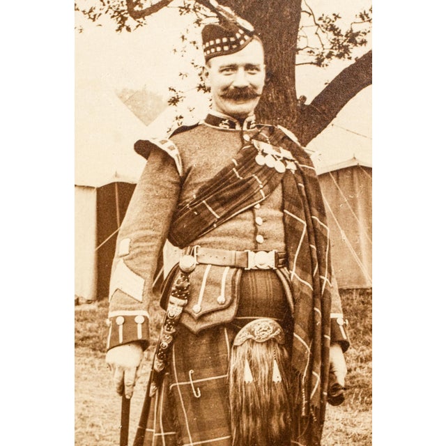 English Fantastic Original Liverpool Scottish Regiment Scotland Antique World War I Framed Portrait Man in Uniform Photograph Home Decor For Sale - Image 3 of 8