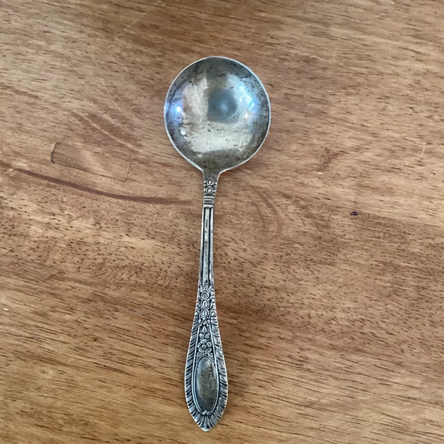 Antiques Sterling Filled Reinforced Pedestal Compote/Bowl & Spoon For Sale - Image 4 of 13