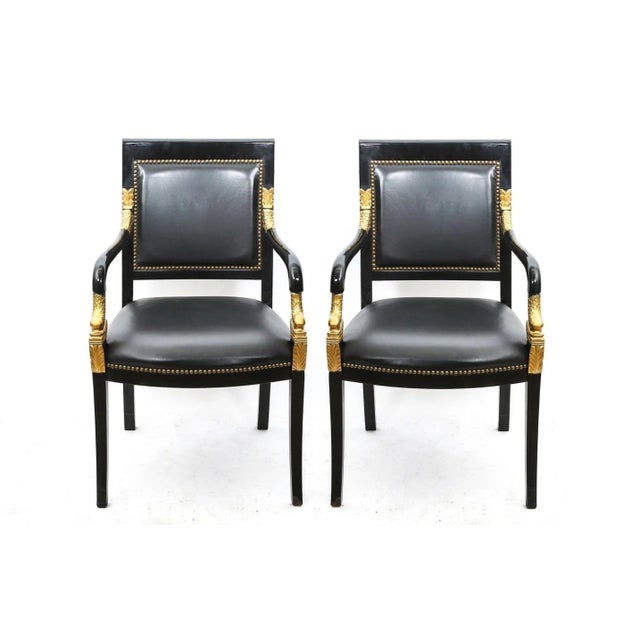 Late 19th Century 19th Century French Empire Lacquered Fauteuils - A Pair For Sale - Image 5 of 9