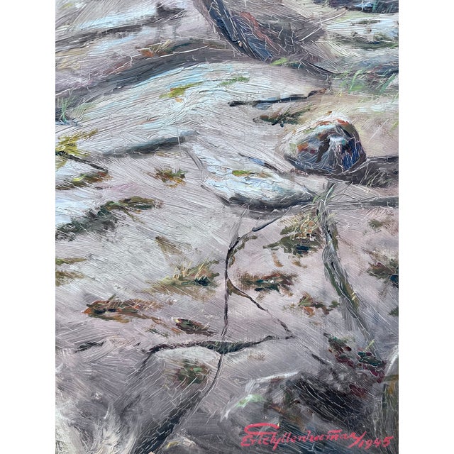 1940s Sweden's Storforsen Rapids Oil Painting For Sale - Image 5 of 6