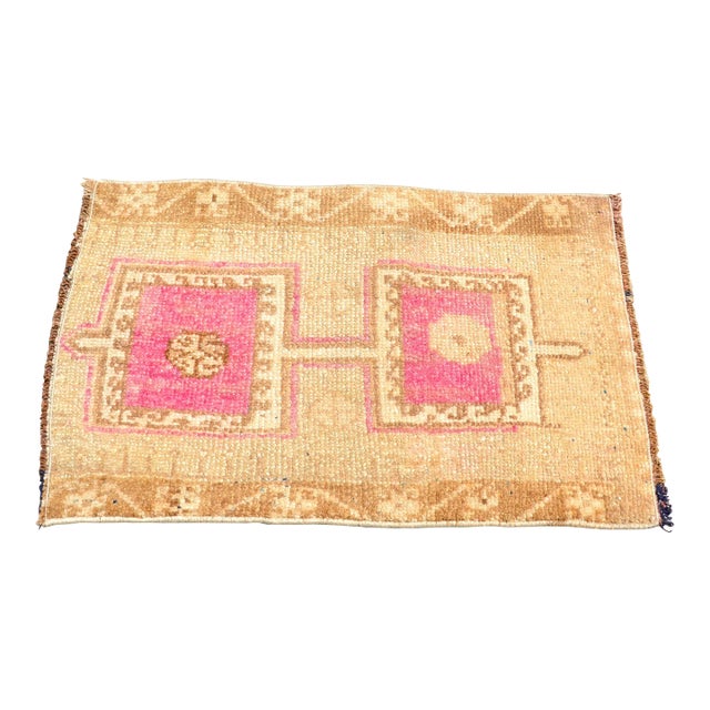 Vintage Tan Camel Oushak Hand Knotted Rug For Sale