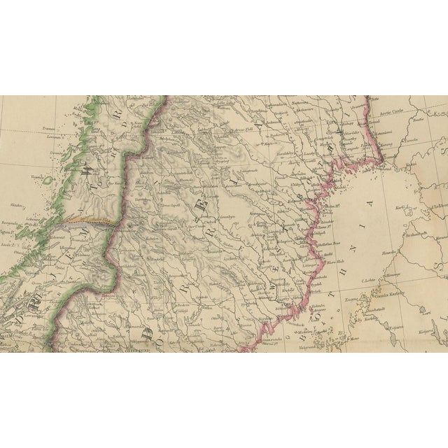 Paper Antique Map of Sweden and Norway, 1860 For Sale - Image 7 of 10