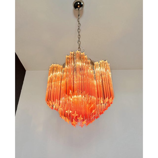 Modern Quadriedri Glass Chandelier in 60 Pink Prism Quadriedri, 1990 For Sale - Image 13 of 17