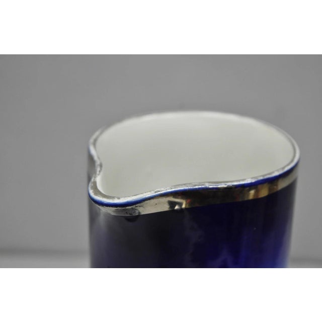 Antique 1913 60th Anni Northern Lodge No. 25 Masonic Cobalt Blue Ceramic Pitcher For Sale - Image 11 of 16