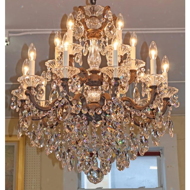 Traditional Schonbek 15 Light La Scala 5075 Textured Bronze Finish Crystal Chandelier For Sale - Image 3 of 17