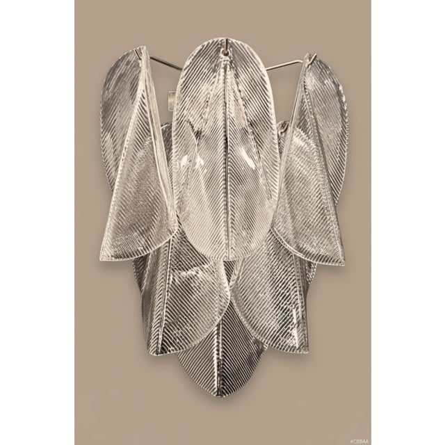 Mid-Century Modern Murano Wall Lights Features Delicate Amber “Rondini” Glass Petals - a Pair For Sale - Image 3 of 4