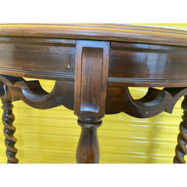 Early 20th Century Edwardian Era French Demi-Lune Hall Table With Barley Twist Legs For Sale - Image 5 of 6