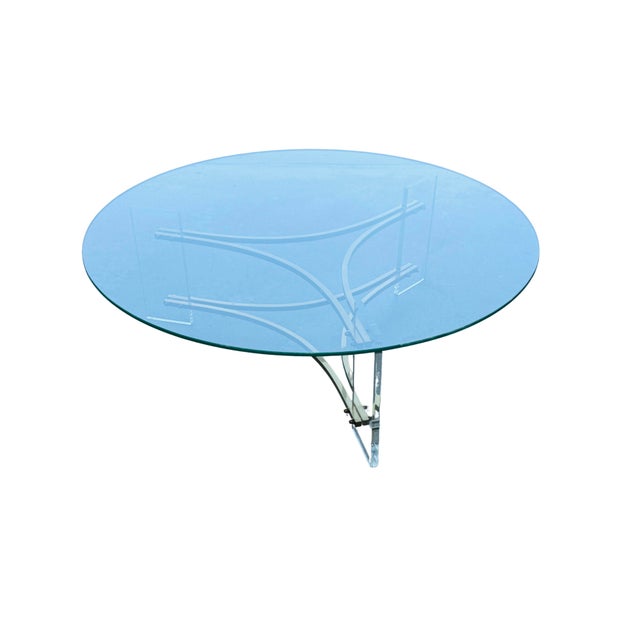 Mid-Century Modern Vintage Hollywood Regency Lucite & Brass Glass-Top Coffee Table – Charles Hollis Jones Style For Sale - Image 3 of 8