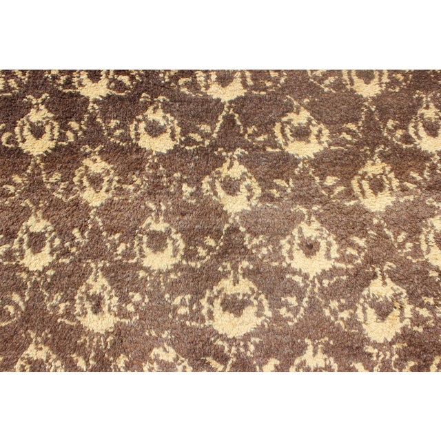 Coffee Vintage Turkish Tulu Rug With Ivory Motifs and Chocolate Brown 3′2″ × 6′3″ For Sale - Image 8 of 12