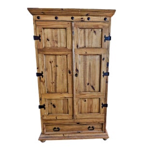1990s Spanish Colonial Pine Armoire For Sale