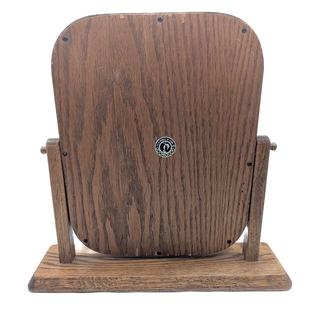 Ethan Allen 1970s Oak Wood Shaving / Cheval / Vanity Mirror For Sale - Image 4 of 11