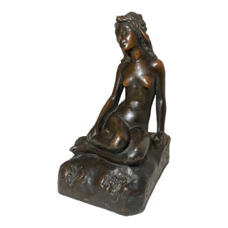 Large Antique KBW Kathodian Bronze Clad Nude Lady Bust Art Statue Sculpture For Sale